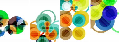 Etkileyici geometrik soyut posterler. Büyüleyici daireler, her bir dizayn şekil ve rengin uyumlu bir karışımı. Tasarımınızı modern, görsel olarak çarpıcı sanatla yükseltin