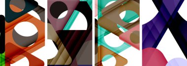 Soyut arkaplan seti, üçgenlerin dinamik etkileşimini gösteriyor. Modern tasarım ve geometrik cazibenin birleşimi