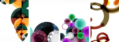 Etkileyici geometrik soyut posterler. Büyüleyici daireler, her bir dizayn şekil ve rengin uyumlu bir karışımı. Tasarımınızı modern, görsel olarak çarpıcı sanatla yükseltin