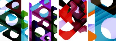 Çekici üçgenler içeren soyut arkaplan seti. Geometri ve stilin uyumlu karışımı, bu tasarımlar modern yetenekler getiriyor.