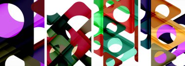 Soyut arkaplan seti, üçgenlerin dinamik etkileşimini gösteriyor. Modern tasarım ve geometrik cazibenin birleşimi