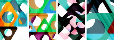 Soyut arkaplan seti, üçgenlerin dinamik etkileşimini gösteriyor. Modern tasarım ve geometrik cazibenin birleşimi