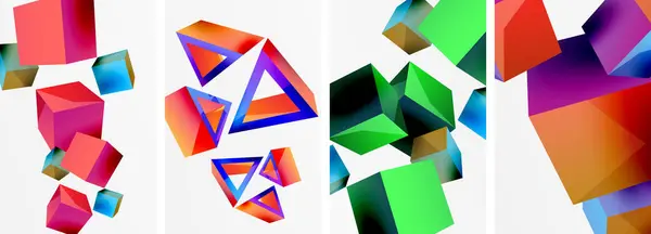Volar Formas Cubos Otros Elementos Geométricos Diseño Fondo Para Papel — Archivo Imágenes Vectoriales