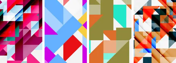 Triangle Poster Geometric Background Set — Stock Vector