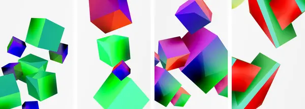 Samenstelling Van Blokjes Andere Geometrische Elementen Achtergrond Ontwerp Voor Behang — Stockvector