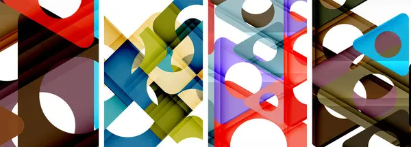 Abstraktní Sada Pozadí Předvádějící Dynamickou Souhru Trojúhelníků Spojení Moderního Designu — Stockový vektor