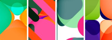 Duvar kağıdı, kartvizit, kapak, poster, afiş, broşür, başlık, web sitesi için renkli parlak geometrik soyut kompozisyonlar