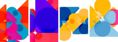 Duvar kağıdı, kartvizit, kapak, poster, afiş, broşür, başlık, web sitesi için renkli parlak geometrik soyut kompozisyonlar