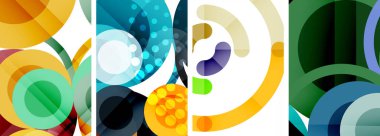 Etkileyici geometrik soyut posterler. Büyüleyici daireler, her bir dizayn şekil ve rengin uyumlu bir karışımı. Tasarımınızı modern, görsel olarak çarpıcı sanatla yükseltin