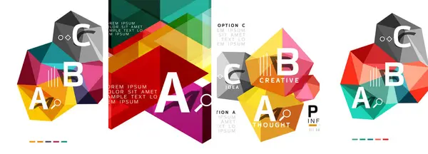 Set Sfondi Poster Modello Triangolo Illustrazione Vettoriale Carta Parati Banner — Vettoriale Stock