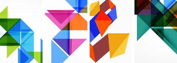 Set Sfondi Colorati Poster Triangolo Copertina Modello Illustrazione Vettoriale Carta — Vettoriale Stock