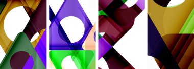 Soyut arkaplan seti, üçgenlerin dinamik etkileşimini gösteriyor. Modern tasarım ve geometrik cazibenin birleşimi