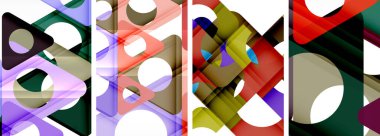 Soyut arkaplan seti, üçgenlerin dinamik etkileşimini gösteriyor. Modern tasarım ve geometrik cazibenin birleşimi