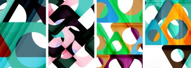 Soyut arkaplan seti, üçgenlerin dinamik etkileşimini gösteriyor. Modern tasarım ve geometrik cazibenin birleşimi