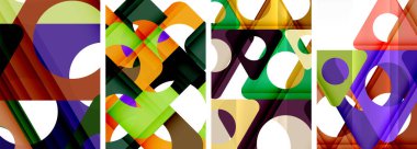 Çekici üçgenler içeren soyut arkaplan seti. Geometri ve stilin uyumlu karışımı, bu tasarımlar modern yetenekler getiriyor.