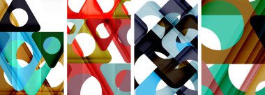 Çekici üçgenler içeren soyut arkaplan seti. Geometri ve stilin uyumlu karışımı, bu tasarımlar modern yetenekler getiriyor.