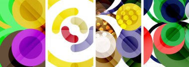 Etkileyici geometrik soyut posterler. Büyüleyici daireler, her bir dizayn şekil ve rengin uyumlu bir karışımı. Tasarımınızı modern, görsel olarak çarpıcı sanatla yükseltin