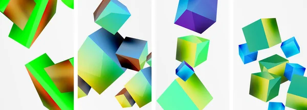 Samenstelling Van Blokjes Andere Geometrische Elementen Achtergrond Ontwerp Voor Behang — Stockvector