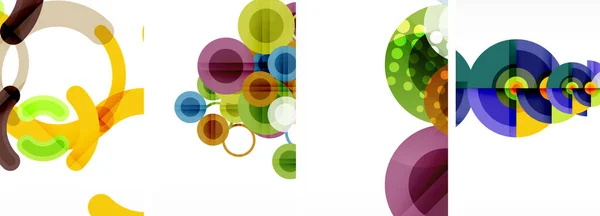 迷人的几何抽象海报 迷人的圆圈集 每一个设计一个和谐的形式和颜色的混合 用现代的视觉艺术提升你的设计 — 图库矢量图片