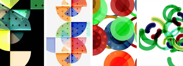Svět Geometrické Elegance Abstraktní Kruh Plakát Set Kruhy Proplétají Symfonii — Stockový vektor