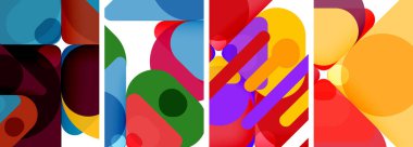 Duvar kağıdı, kartvizit, kapak, poster, afiş, broşür, başlık, web sitesi için renkli parlak geometrik soyut kompozisyonlar