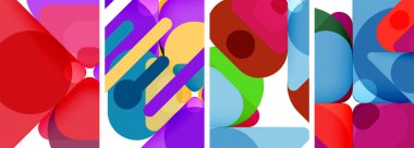 Duvar kağıdı, kartvizit, kapak, poster, afiş, broşür, başlık, web sitesi için renkli parlak geometrik soyut kompozisyonlar