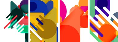 Duvar kağıdı, kartvizit, kapak, poster, afiş, broşür, başlık, web sitesi için renkli parlak geometrik soyut kompozisyonlar