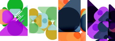 Duvar kağıdı, kartvizit, kapak, poster, afiş, broşür, başlık, web sitesi için renkli parlak geometrik soyut kompozisyonlar