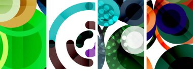 Soyut çember poster setiyle geometrik zarafet dünyası. Çemberler şekiller ve renkler senfonisiyle sarmalanır. Tasarımınız için çağdaş bir görsel ziyafet sunar.