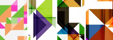 Soyut rastgele üçgen kompozisyon arkaplanları kümesi. Duvar kağıdı, kartvizit, kapak, poster, afiş, broşür, başlık, web sitesi için vektör ilülasyonu