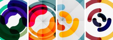 Çizgi tasarım çember posterleri. Duvar kağıdı, bayrak, arkaplan, kart, kitap illüstrasyonu için vektör illüstrasyonu, iniş sayfası