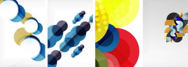 Soyut çember poster setiyle geometrik zarafet dünyası. Çemberler şekiller ve renkler senfonisiyle sarmalanır. Tasarımınız için çağdaş bir görsel ziyafet sunar.