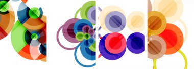 Soyut çember poster setiyle geometrik zarafet dünyası. Çemberler şekiller ve renkler senfonisiyle sarmalanır. Tasarımınız için çağdaş bir görsel ziyafet sunar.