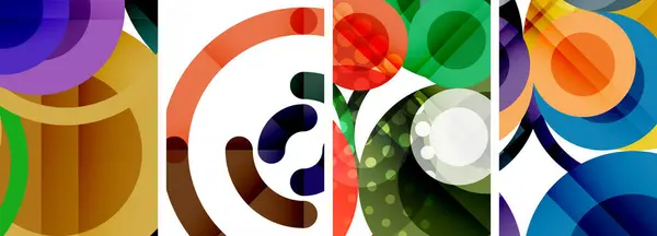 Sada Geometrických Abstraktních Plakátů Kruhů Abstraktní Pozadí Pro Tapety Vizitky — Stockový vektor
