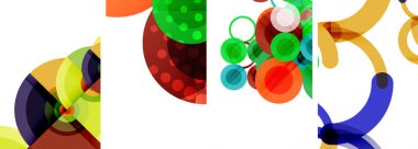 Soyut çember poster setiyle geometrik zarafet dünyası. Çemberler şekiller ve renkler senfonisiyle sarmalanır. Tasarımınız için çağdaş bir görsel ziyafet sunar.