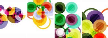 Etkileyici geometrik soyut posterler. Büyüleyici daireler, her bir dizayn şekil ve rengin uyumlu bir karışımı. Tasarımınızı modern, görsel olarak çarpıcı sanatla yükseltin