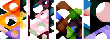 Soyut arkaplan seti, üçgenlerin dinamik etkileşimini gösteriyor. Modern tasarım ve geometrik cazibenin birleşimi