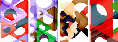 Soyut arkaplan seti, üçgenlerin dinamik etkileşimini gösteriyor. Modern tasarım ve geometrik cazibenin birleşimi