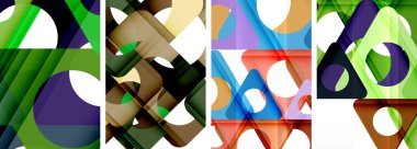 Soyut arkaplan seti, üçgenlerin dinamik etkileşimini gösteriyor. Modern tasarım ve geometrik cazibenin birleşimi