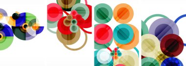 Etkileyici geometrik soyut posterler. Büyüleyici daireler, her bir dizayn şekil ve rengin uyumlu bir karışımı. Tasarımınızı modern, görsel olarak çarpıcı sanatla yükseltin