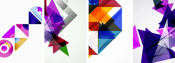 Set Van Kleurrijke Driehoek Poster Cover Template Achtergronden Vector Illustratie — Stockvector