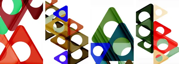 摘要背景集 展示了三角形的动态相互作用 现代设计与几何诱惑的融合 — 图库矢量图片