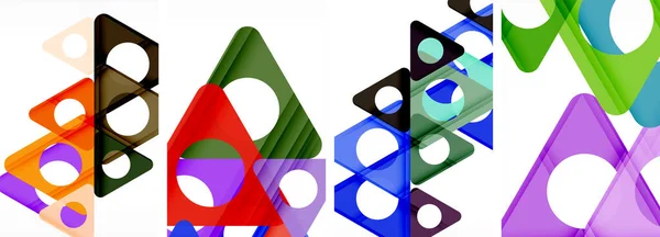 Abstrakt Bakgrund Set Visar Ett Dynamiskt Samspel Mellan Trianglar Fusion — Stock vektor