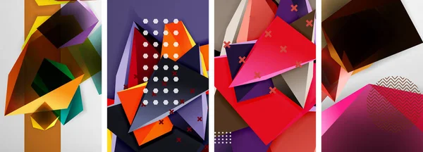 流行の低ポリ3D三角形の形および他の幾何学的な要素の背景の設計壁紙 カバー ポスター パンフレット ヘッダー ウェブサイト — ストックベクタ