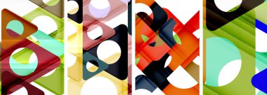 Soyut arkaplan seti, üçgenlerin dinamik etkileşimini gösteriyor. Modern tasarım ve geometrik cazibenin birleşimi