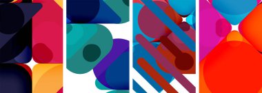 Duvar kağıdı, kartvizit, kapak, poster, afiş, broşür, başlık, web sitesi için renkli parlak geometrik soyut kompozisyonlar