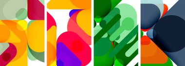 Duvar kağıdı, kartvizit, kapak, poster, afiş, broşür, başlık, web sitesi için renkli parlak geometrik soyut kompozisyonlar