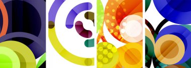 Etkileyici geometrik soyut posterler. Büyüleyici daireler, her bir dizayn şekil ve rengin uyumlu bir karışımı. Tasarımınızı modern, görsel olarak çarpıcı sanatla yükseltin