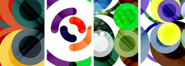 Etkileyici geometrik soyut posterler. Büyüleyici daireler, her bir dizayn şekil ve rengin uyumlu bir karışımı. Tasarımınızı modern, görsel olarak çarpıcı sanatla yükseltin