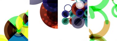 Etkileyici geometrik soyut posterler. Büyüleyici daireler, her bir dizayn şekil ve rengin uyumlu bir karışımı. Tasarımınızı modern, görsel olarak çarpıcı sanatla yükseltin